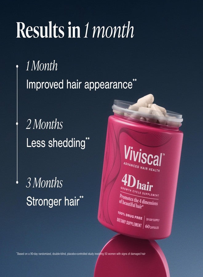 Viviscal 4D Hair Growth Cycle Supplements for Women for Full, Strong, and Healthy Hair; Made with Keratin, Vitamin A, Biotin, Zinc, 30 Day Supply, 60 Count - Image 2